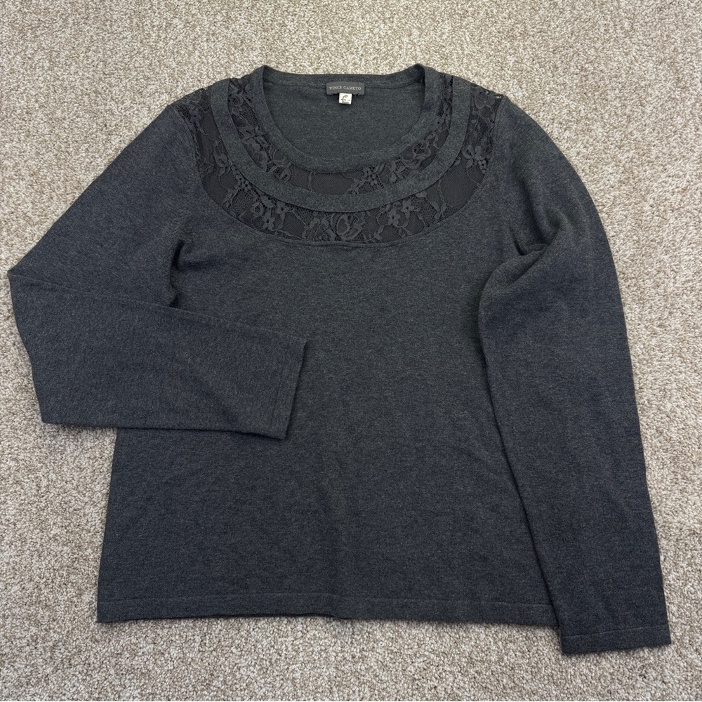NEW Vince Camuto Gray Top Women’s Size L - Picture 4 of 15